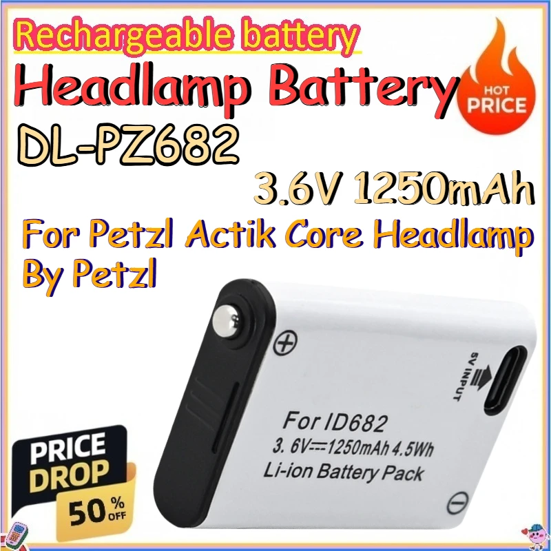 Фото Аккумулятор DL-PZ682 3.6V 1250mAh для налобного фонаря Petzl Actik Core, перезаряжаемая литиевая батарея от Petzl №1