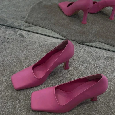 

Туфли-лодочки женские на высоком каблуке-шпильке с квадратным носком