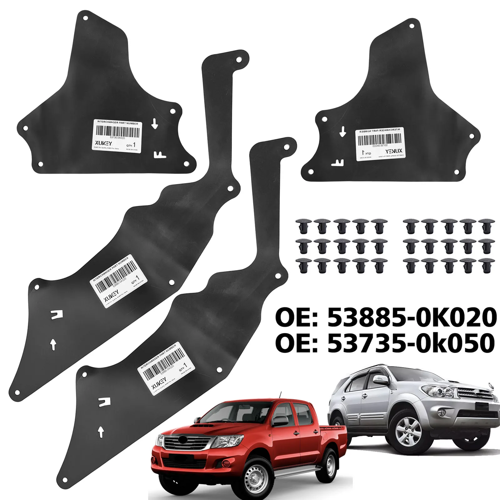 4 шт. передние брызговики 53885-0K020 53735-0K020 для Toyota Hilux Fortuner KUN25 2004-2015, комплект защиты фартука на крыло (art.: 3920d19bcd79a) - 3920d19bcd79a