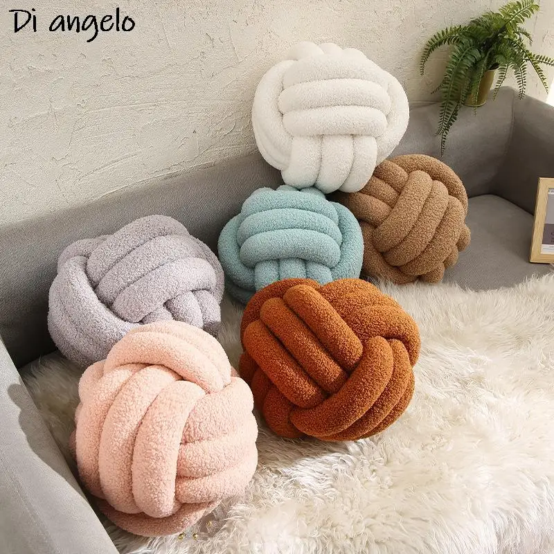 Плетеная вручную Подушка с узелком Бархатная подушка из ягненка декоративная