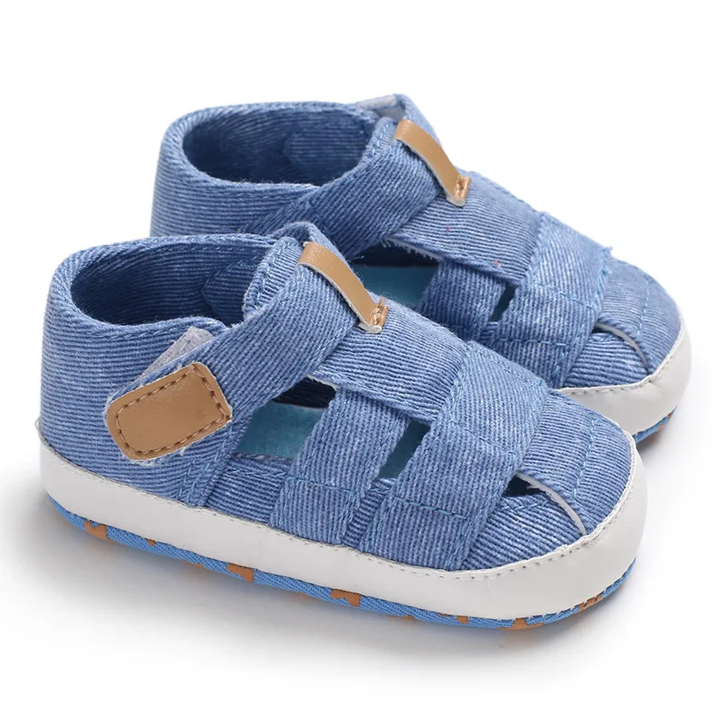 

Summer Baby Boy Sandals 0-18M First Walkers Cotton Soft Sole Hollow Out Denim Canvas Infant Bebe Kids Sandals Toddler Boy Shoes