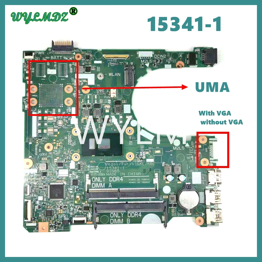

Подержанная материнская плата 15341-1 с i3/i5/i7 для Dell Inspiron 15 3567 3467 14 3568 3578 протестирована нормально