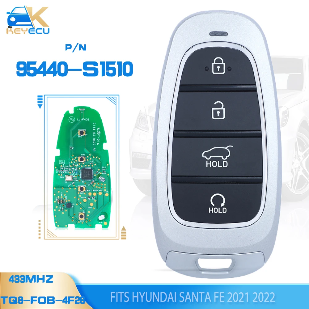 

Материнская плата KEYECU OEM PN: 95440-S2500 / 95440-S1510 433 МГц, умный пульт дистанционного управления с 4 кнопками для Hyundai Santa Fe 2021 2022