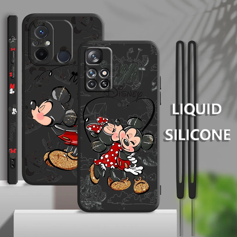 

Mickey Love Minnie Disney For Xiaomi Redmi 12C 11 Prime A1 10 10X 9 9A 9T 9AT 8 8A 7 Pro 4G 5G Liquid Left Rope Phone Case Cover