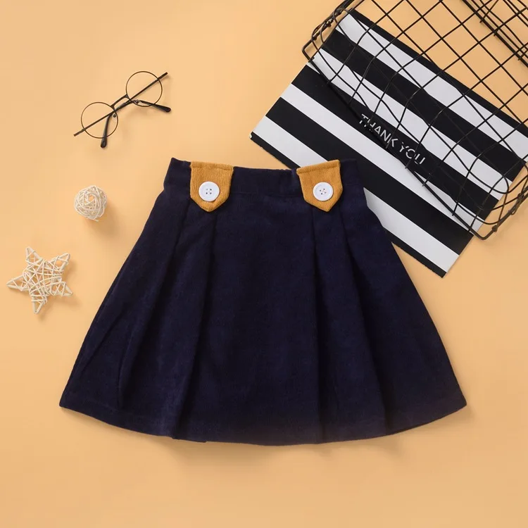 

Fashion Girls Skirt A Line Corduroy Skirts for Kids Solid Children Clothes