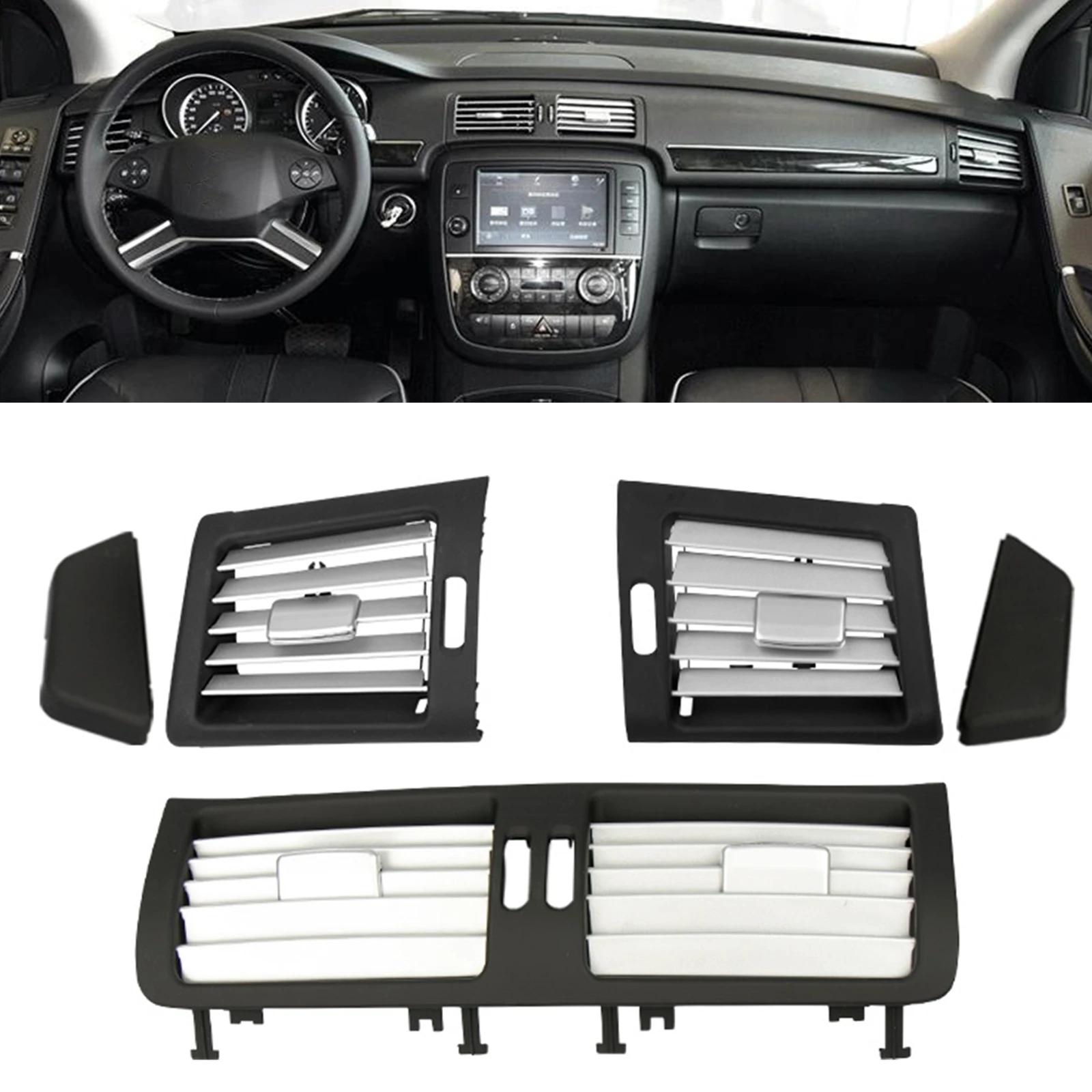 

For Mercedes-Benz R Class R300 R350 Black Front Dashboard AC Air Outlet Vent Dash Board Conditioning Side Panel Out Grill Grille