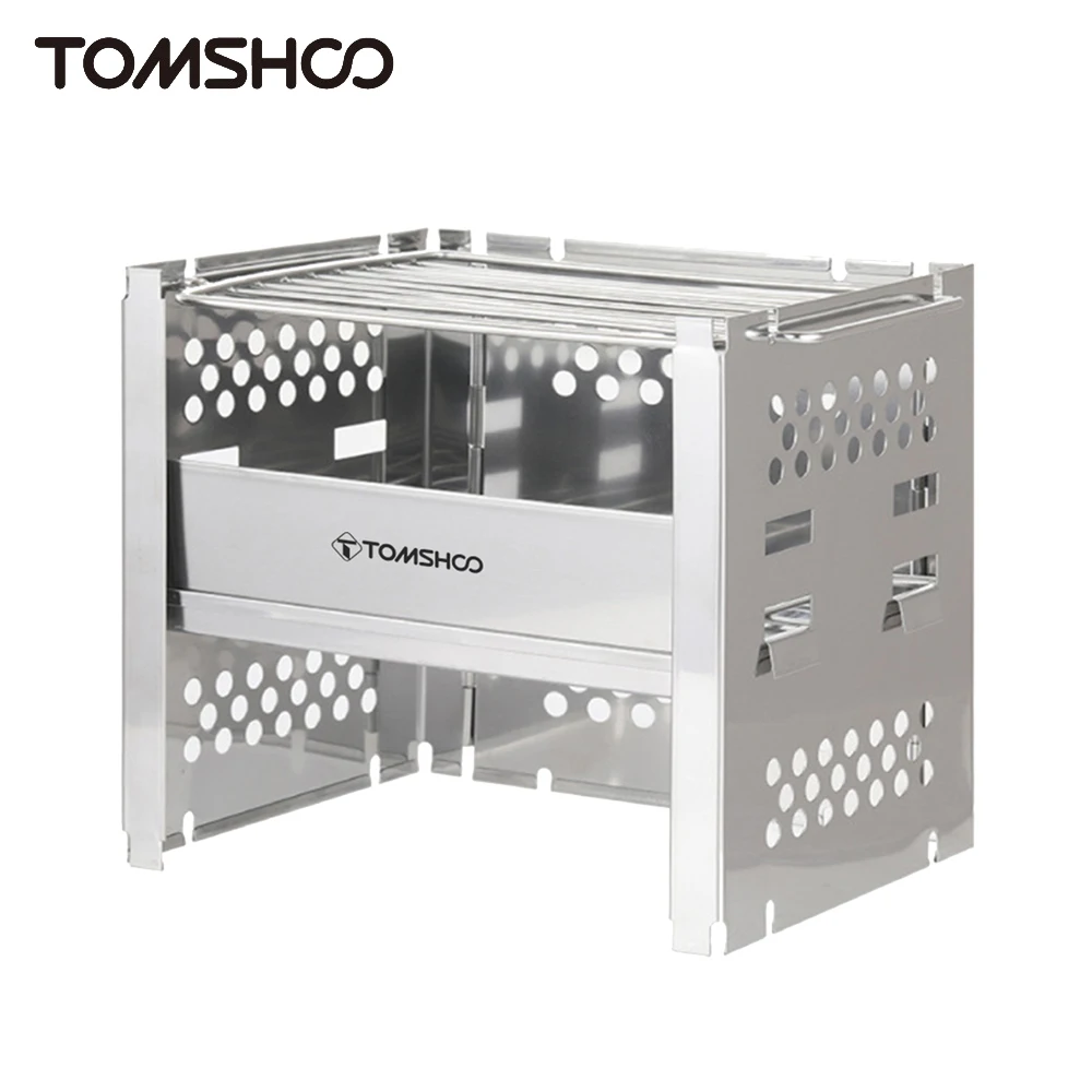 

Tomshoo Outdoor Camping Wood Stove W Barbecue Grill Portable Wood Burning Stove Wood Burner w BBQ Firewood Bracket For Picnic