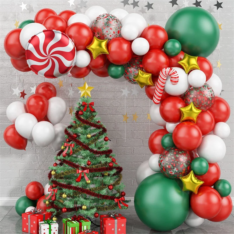 

Christmas Theme Balloon Garland Arch Kit Red Green White Latex Balloons Candy Cane Globos Ballon New Year Xmas Party Decorations