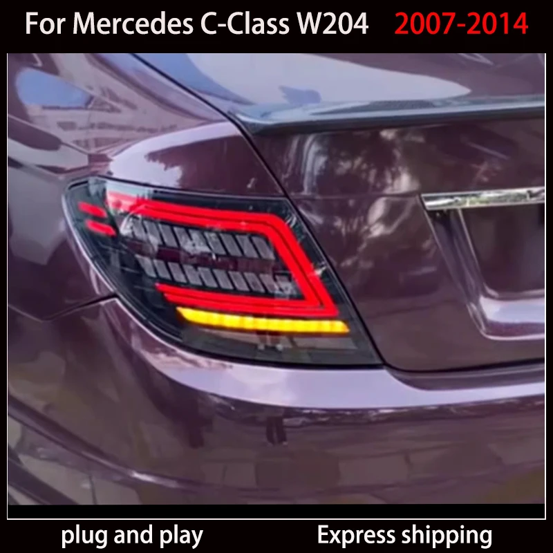 Фото Автомобильные аксессуары для задних фонарей Mercedes W204 2007-2014 Benz C Class Задний фонарь DRL + указатель поворота + тормоз + противотуманные фары + задний фонарь №5
