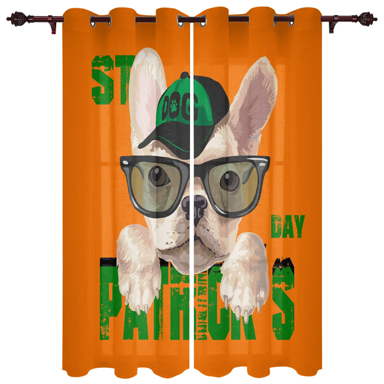 

Занавески на окна в виде бульдога ко Дню Святого патрикса, занавески для домашнего декора, занавески для гостиной, спальни, современный диза...