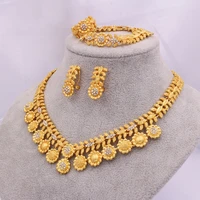 dubai women jewelry set flower collar necklacebangleearringsring 18k classic arabia indian african bridal wedding party gift