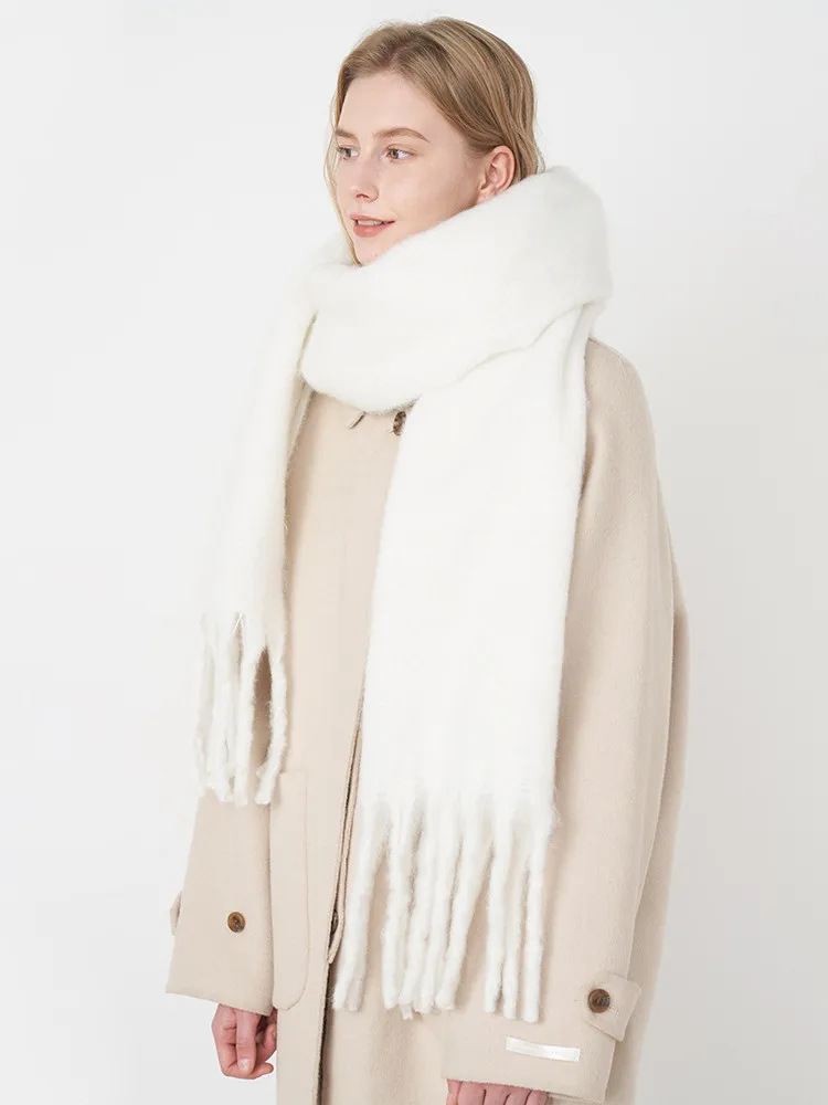 

Women Shawl Tassel Solid Color Soft Fashion Autumn Winter Scarf