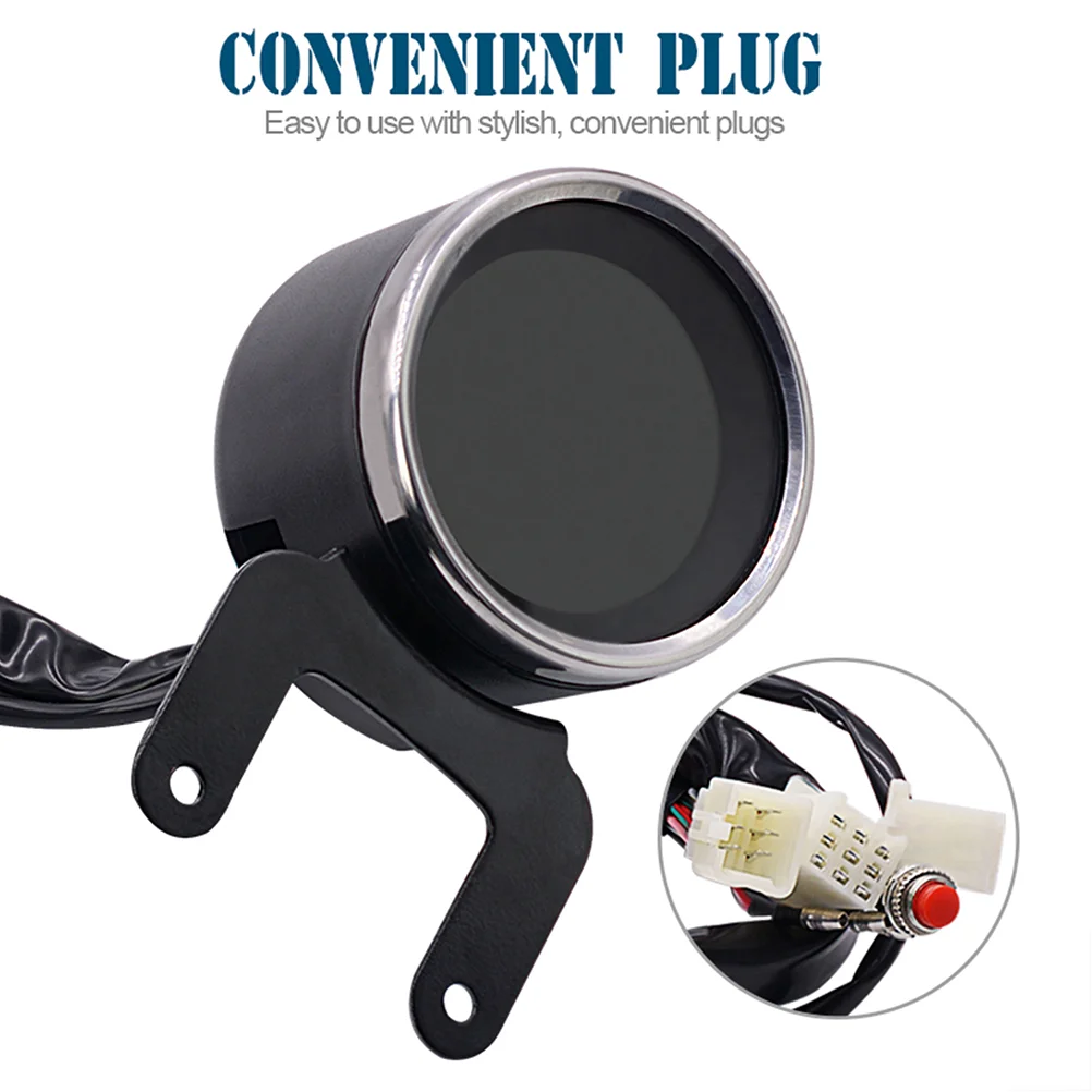 

12V Motorcycle Multi-function Meter Modification Mileage Public Mile Switch LCD Display Tachometer (Black)