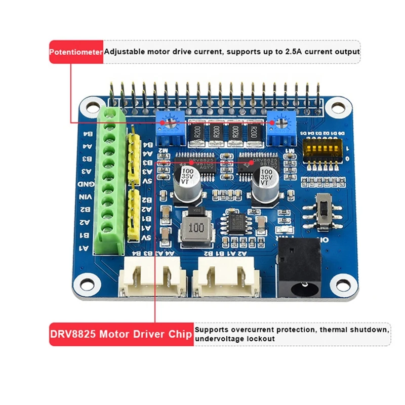 Плата драйвера шагового двигателя DRV8825 для Raspberry Pi 4B 3B + Zero 2 Вт модуль с двумя