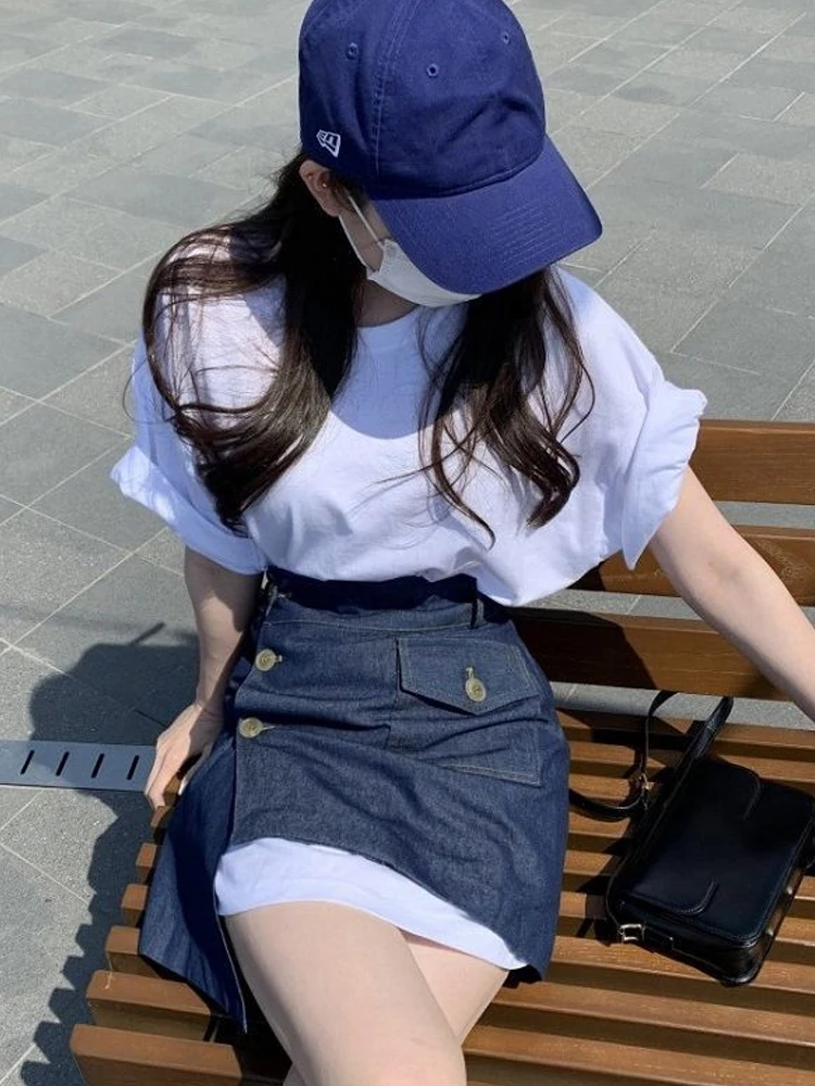 

2023 New Summer Cool Girl Student Denim Skirt Two-piece Suit Dresses For Women 2023 Top Women Women's Dress