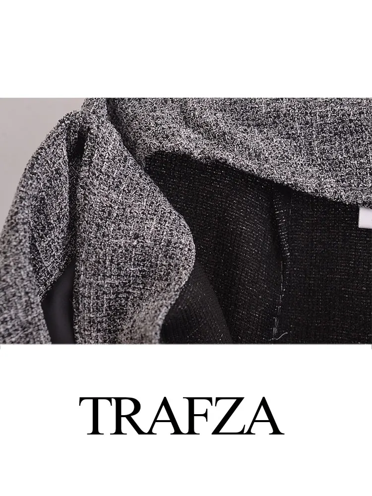 TRAFZA 2024 женские летние серые шорты комплект в стиле ретро блейзер на одной