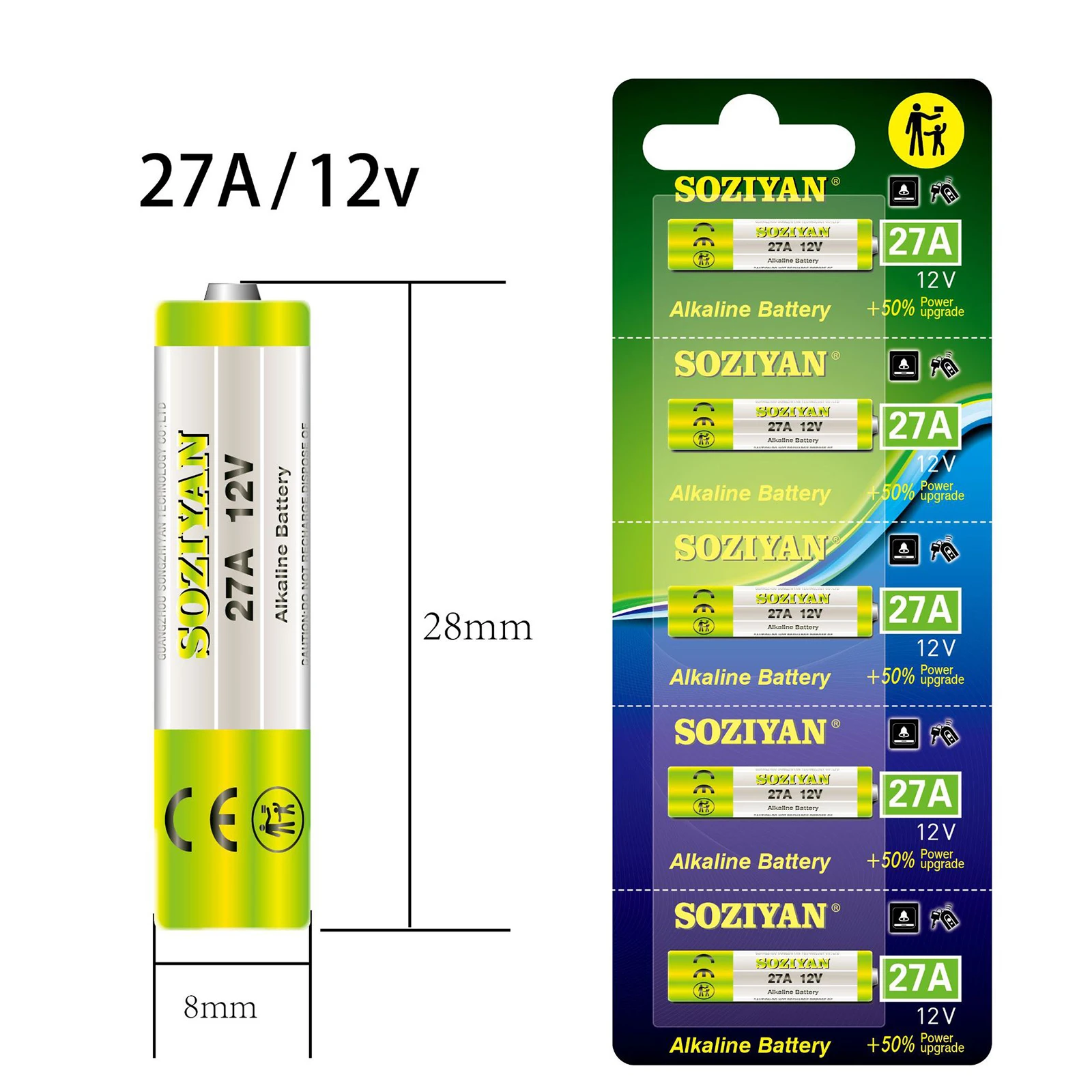 Фото 5-100 шт. щелочных батареек 27A 12V A27 G27A MN27 MS27, долговечные сухие батарейки для дверных звонков, пультов ДУ для гаражей, фонариков №2