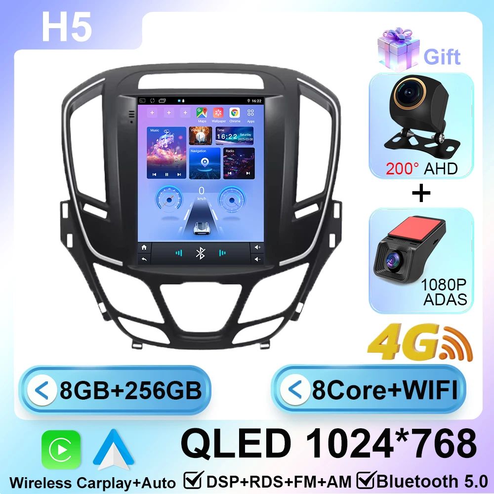 

Автомобильный радиоприемник Android 15 9,7 дюйма для Opel Insignia Buick Lacrosse Regal 2014-2018 Carplay Navigation GPS Android Auto без 2din