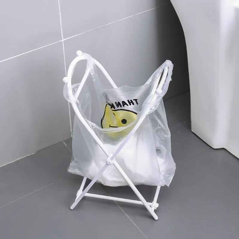 

1pcs Convenient Support Rack Simple Foldable Garbage Bag Hanger Tote Bag Bracket Kitchen Floor Garbage Storage Rack