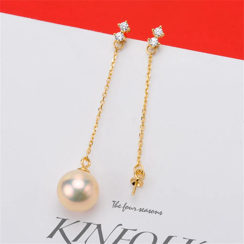 

Жемчужные серьги «сделай сам», аксессуары для сережек из стерлингового серебра 925 пробы, пустой держатель, модные женские бусины размером 7-10 мм