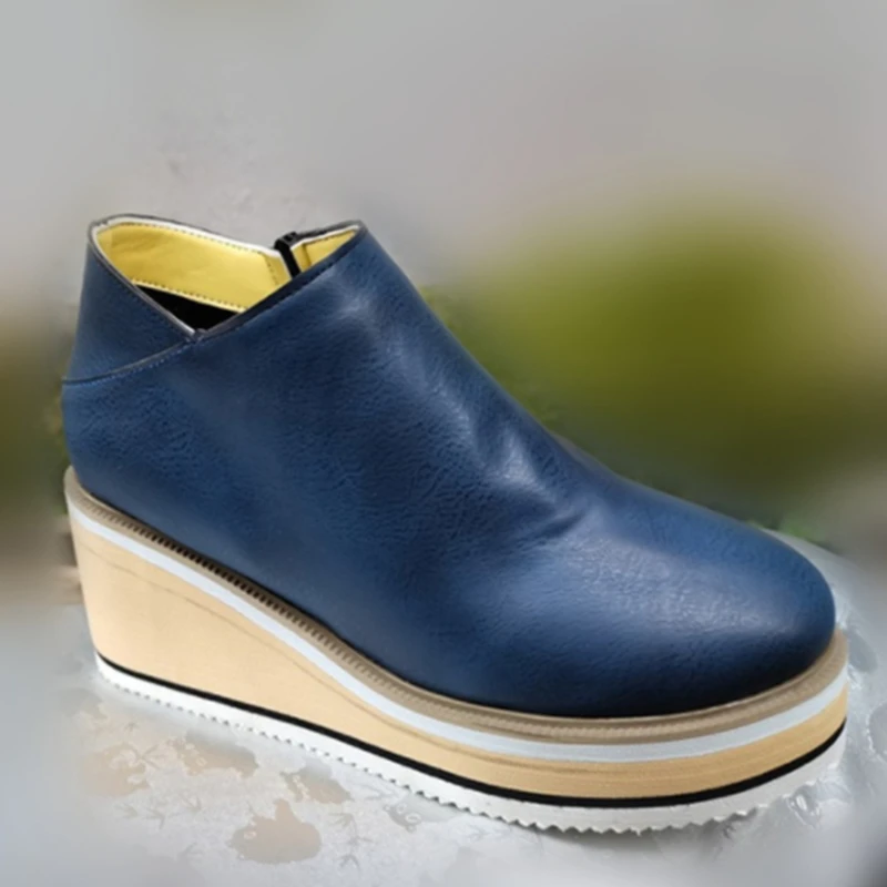 

Женские ботильоны из ПУ кожи, на толстой подошве, с боковой молнией