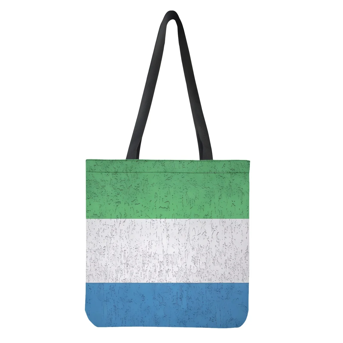 Sierra Leone Flag Print Women Canvas Shoulder Bag Totes Large Capacity Foldable Shopping Bags for Mom Ladies Grocery Handbags