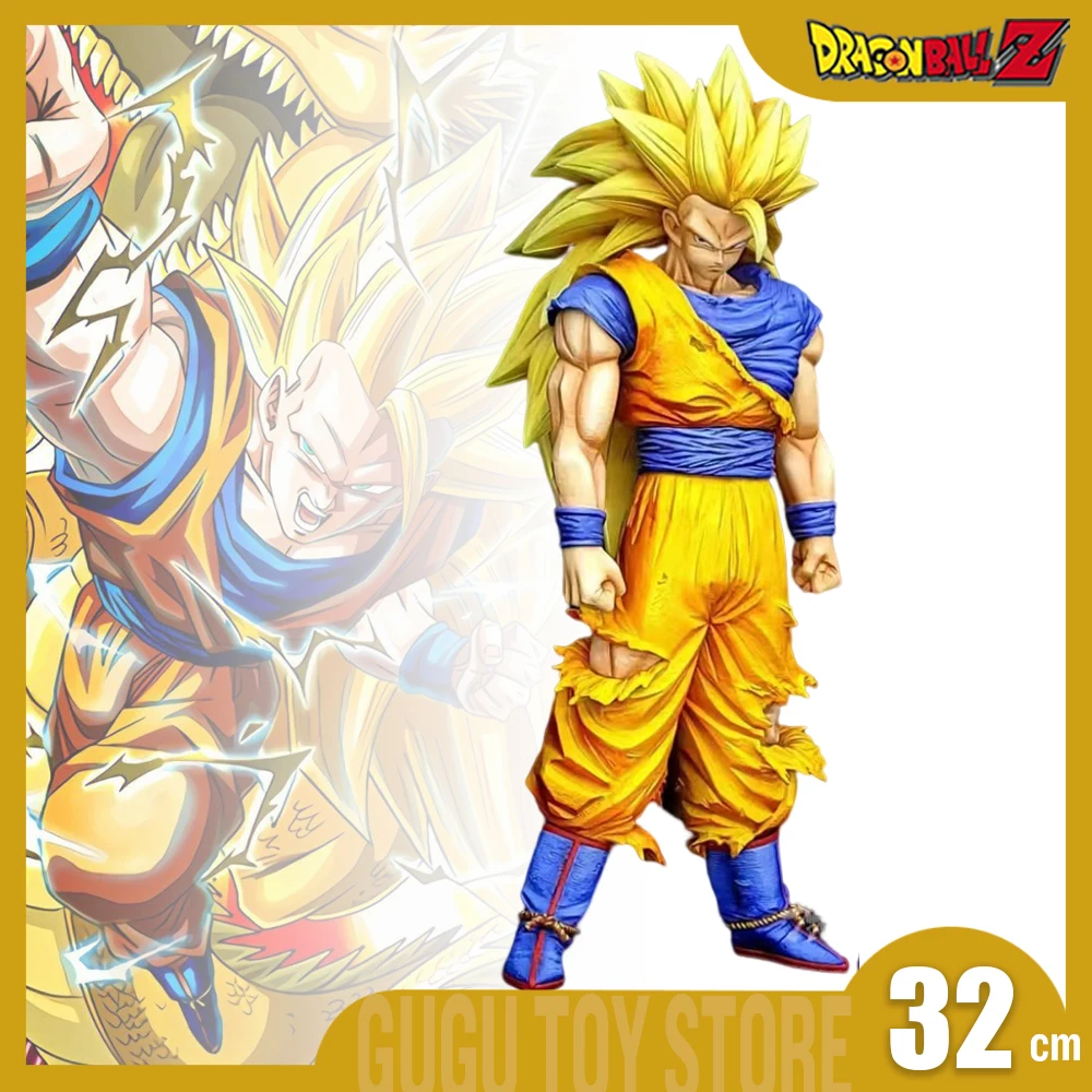 Dragon Ball Z Goku Anime Figure Ssj3 Dbz Super Saiyan 3 Action Figure Statue Figurine 32cm Pvc Model Doll Toys Collectible Gift