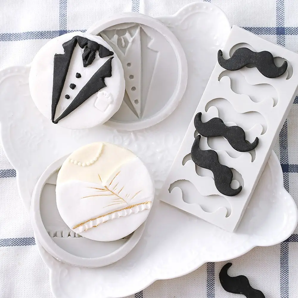 

Men Ladies Party Dress Moustache Pattern Mold DIY Silicone Chocolate Mold Cake Decorating Tools Kitchen Fondant Baking Dish