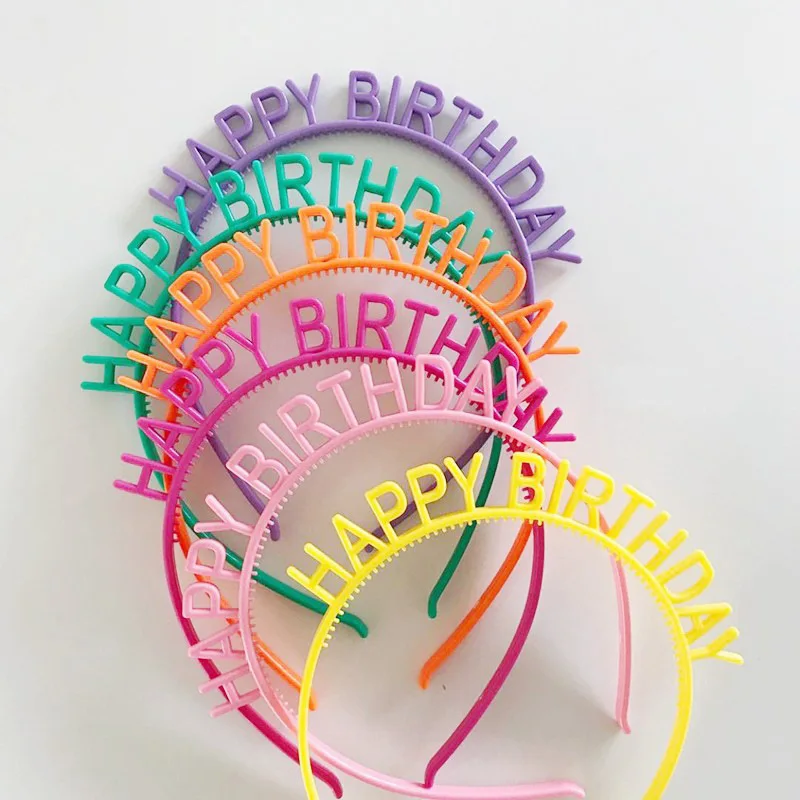 

4pcs Colorful Happy Birthday Hairpin For Kids Or Women Pink Purple Plastic Headband Birthday Party Hair Decor Hair Accessories