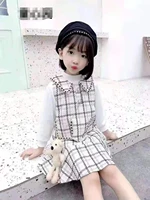 baby girls winter princess patchwork dress 2021 new fashion party costumes kids bowtie casual outfits baby lovely suits for 2 7y