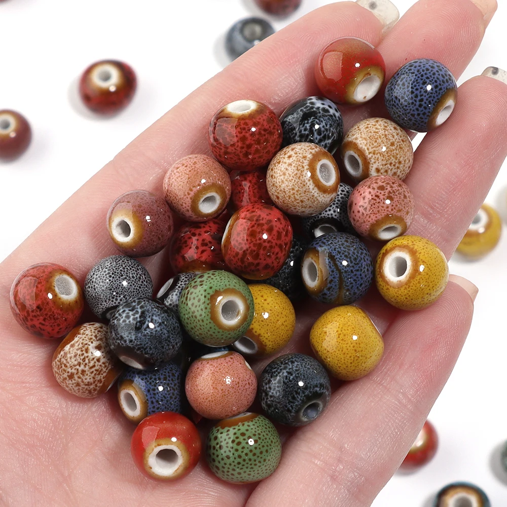 Круглые керамические бусины 20 шт. 10 мм для изготовления браслетов и ожерелий