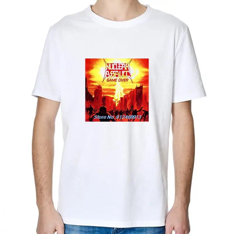 

Nuclear Assault Game over Trash Metal Band graphic t shirts Short Sleeve Shirt Tees Tops Harajuku Streetwear Men clothing