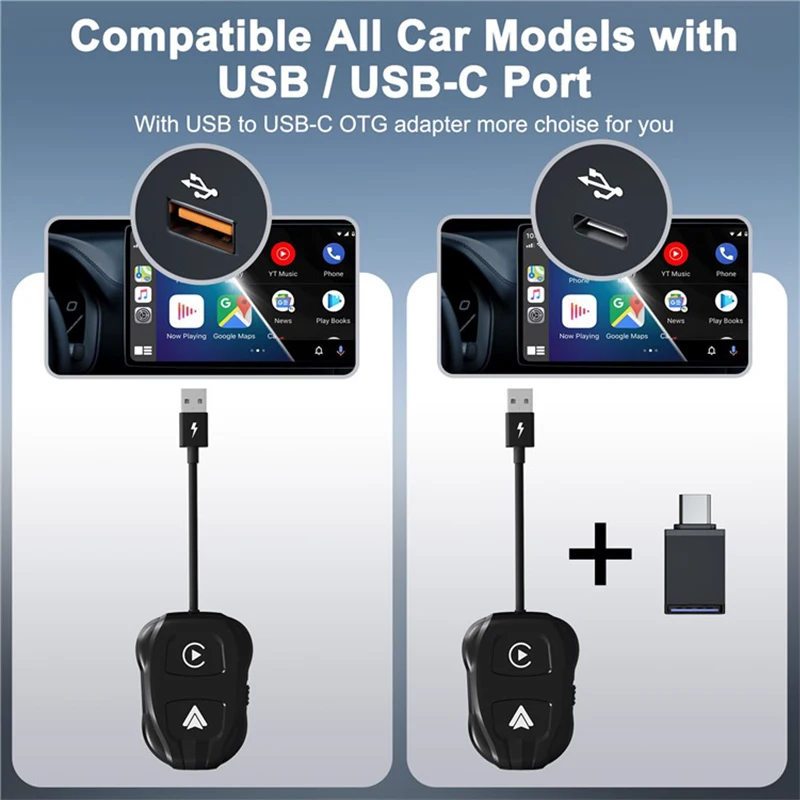 Беспроводной адаптер Carplay 2 в 1 для Android 11 и iPhone 12 от iParts Expert Turns Проводной USB/внешний