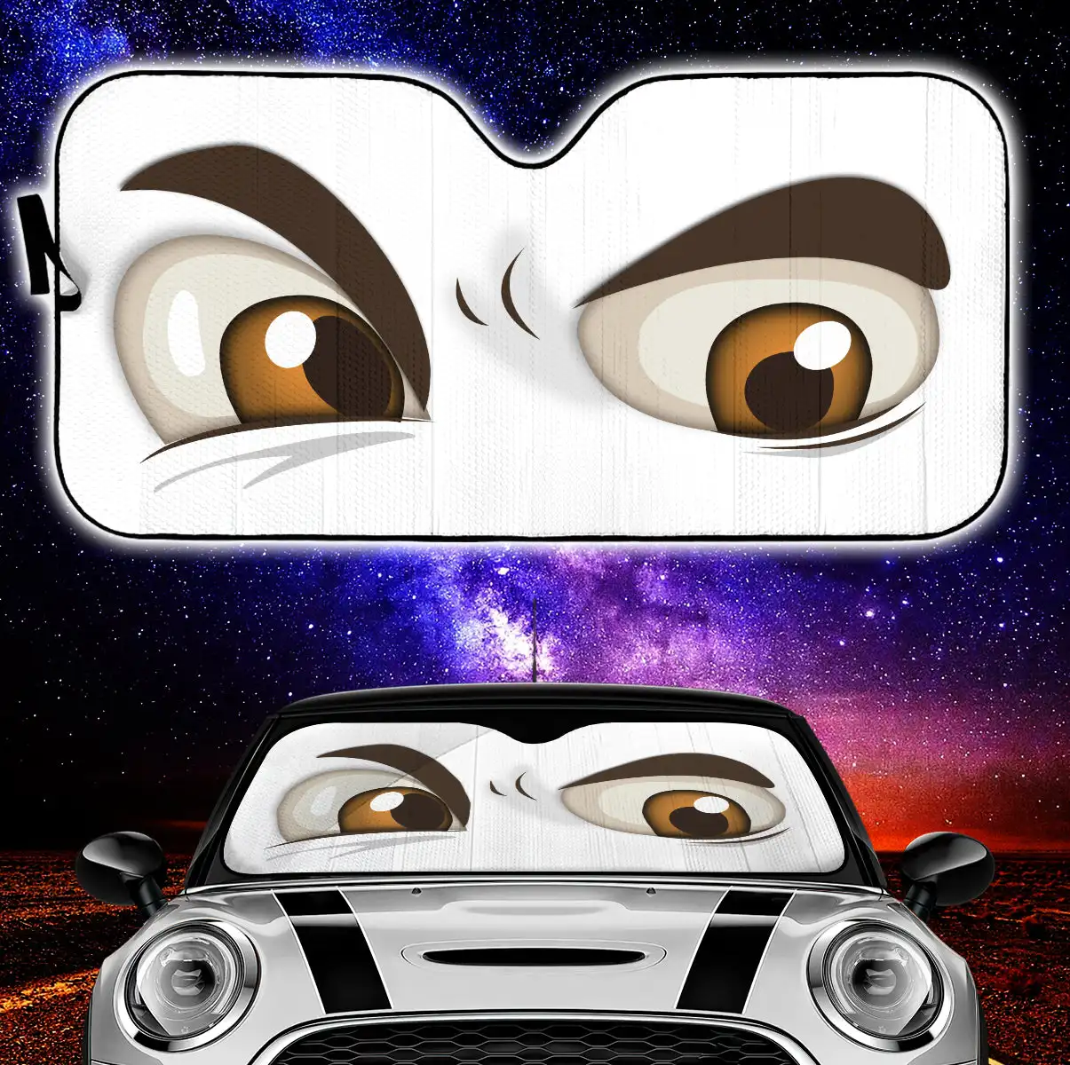 

White Challenging Cartoon Eyes Car Auto Sun Shades Windshield Accessories Decor Gift