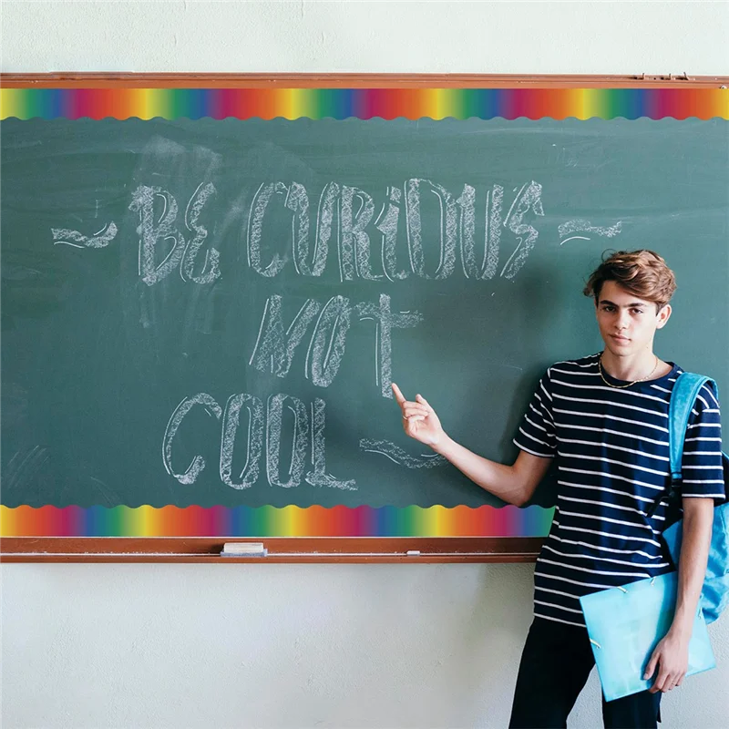 

Rainbow Bulletin Board Stickers Colorful Straight Bulletin Border Trim Border Trim for Classroom Chalkboard Decoration