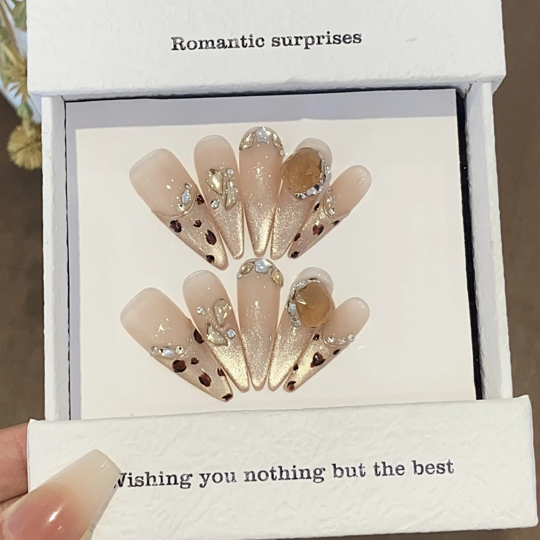 10 шт. накладные ногти Qsezeny &quotкошачий глаз&quot леопардовый принт