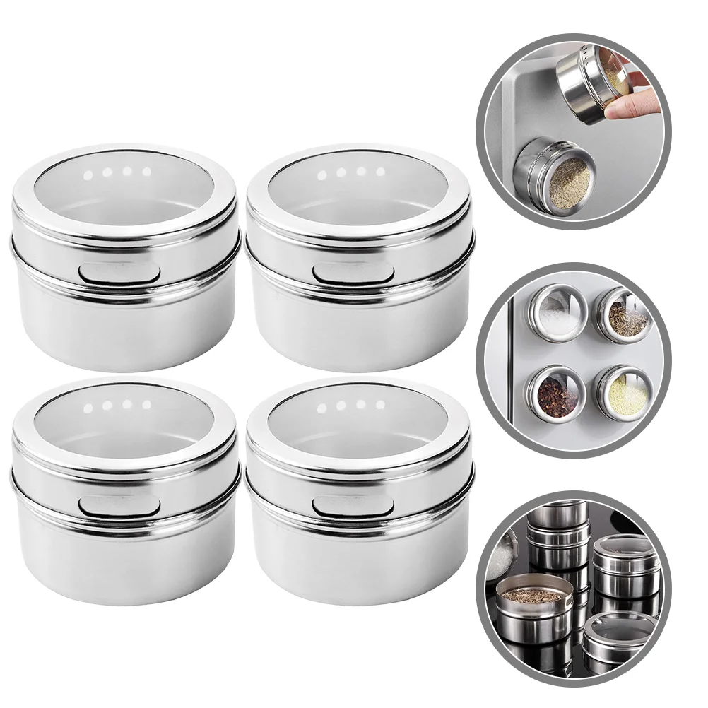 

Jar Seasoning Shaker Kitchen Pepper Salt Condiment Jars Stainless Steel Bottles Spicestins Holder Powder Container Dredge