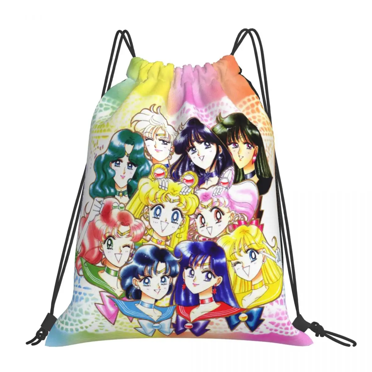 

Sailor Moon Drawstring Backpack Bag Gym Sport Sackpack Women Men String Cinch Yoga Lightweight Unisex knapsack