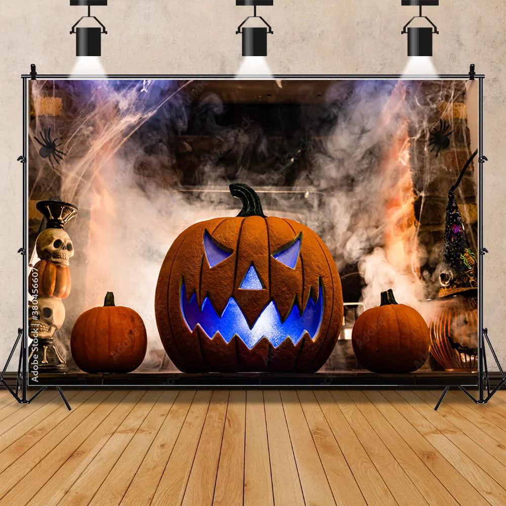 

Vinyl Custom Halloween Background Autumn Pumpkin Farm Haystack Fallen Leaves Baby Photography Studio Prop Background NG-05