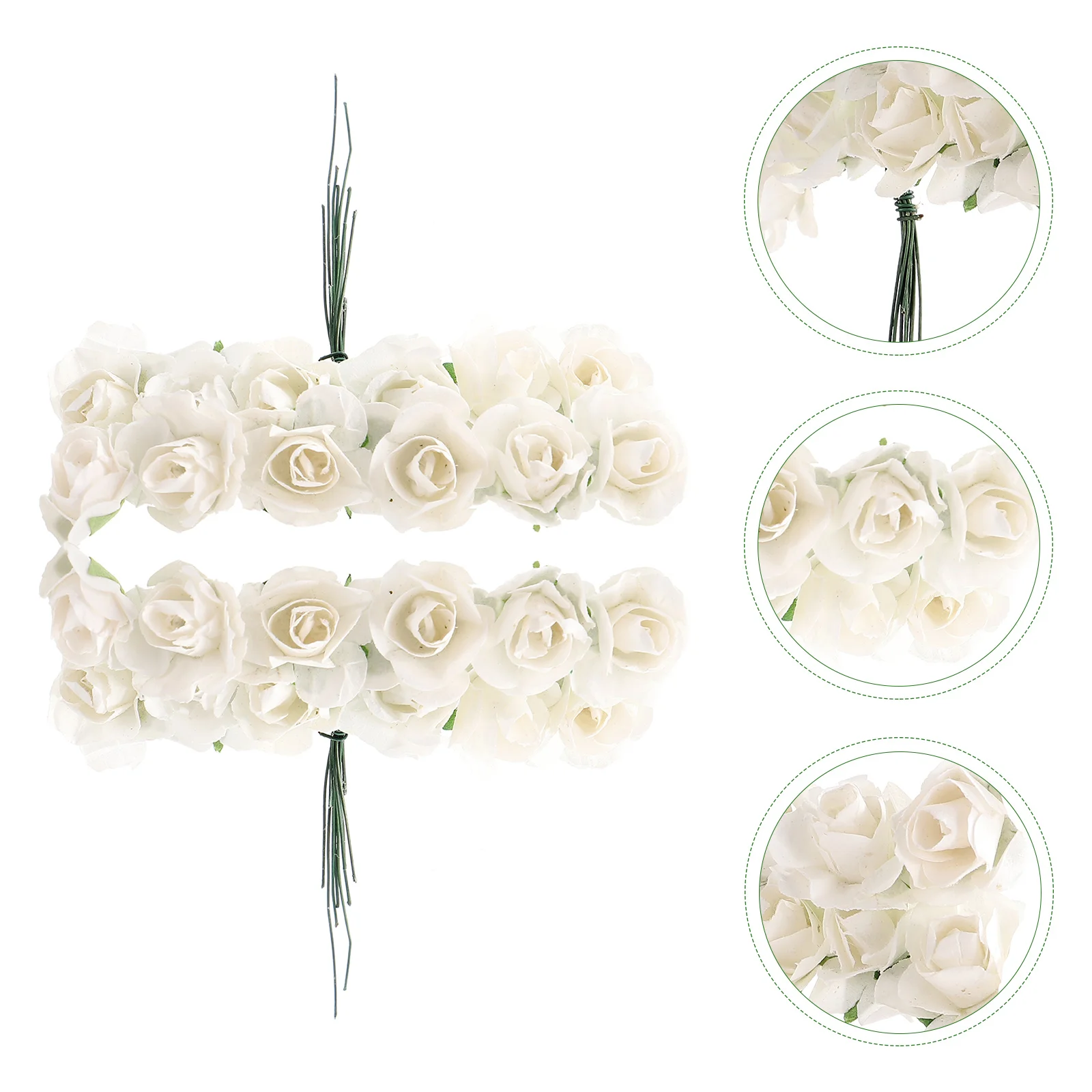 

144 Pcs Fake Roses Artificial Bride Flower Garlands Decoration Lifelike Miniature Paper