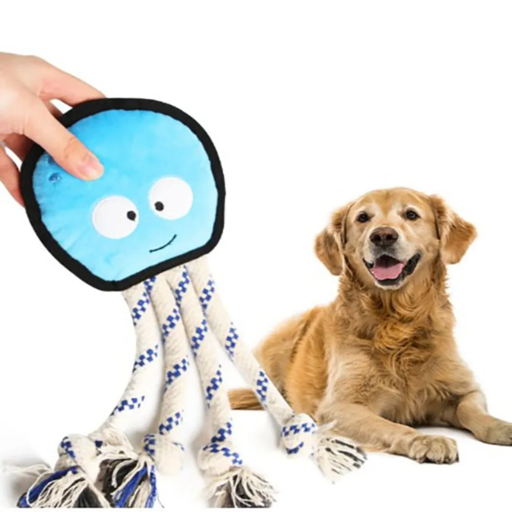 

Plush Squeaky Dog Plush Toy Practical Soft Bite Resistance Bite Accompanying Toys Wear Resistant Octopus Dog Rope Toy Dog
