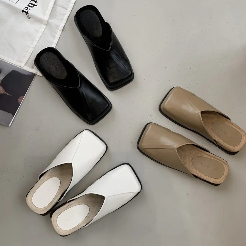 

Шлепанцы женские на плоской подошве, мягкие сланцы, удобная Роскошная обувь с закрытым носком, из ткани, резины, в римском стиле, из искусств...