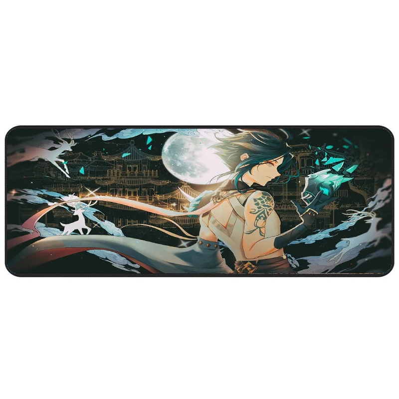 mrglzy 400900mm xxl genshin impact xiao mouse pad gamer anime large desk mat computer gaming peripheral accessories mousepads free global shipping