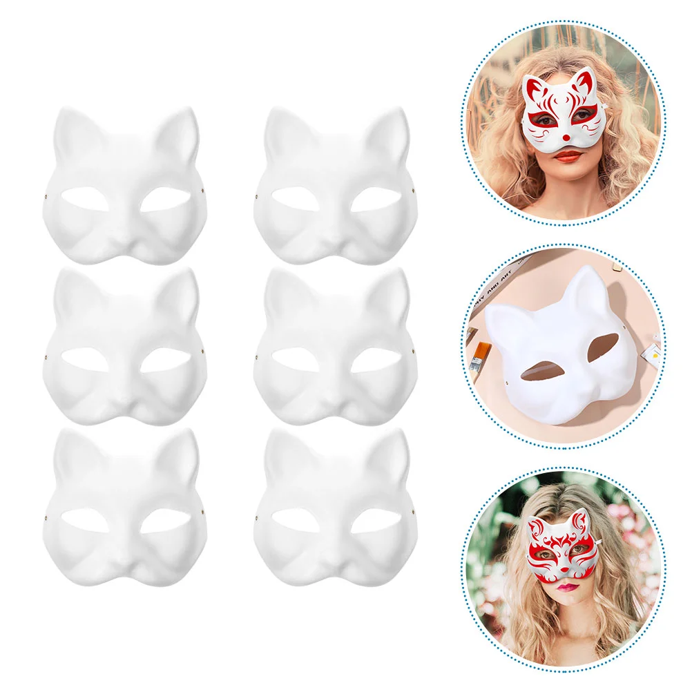

Halloween Mask Half Face Hand-Painted Cat Fox Mask Christmas Party Masquerade Cosplay Mask Cat Masks Blank Mask Costume