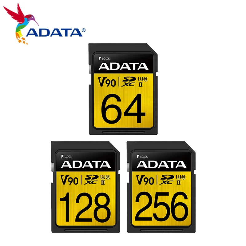 

ADATA V90 UHS-II SDXC Card 64GB 256GB 128GB Memory Card U3 C10 High Speed SD Card For Ultra HD 4K 8K Camcorder