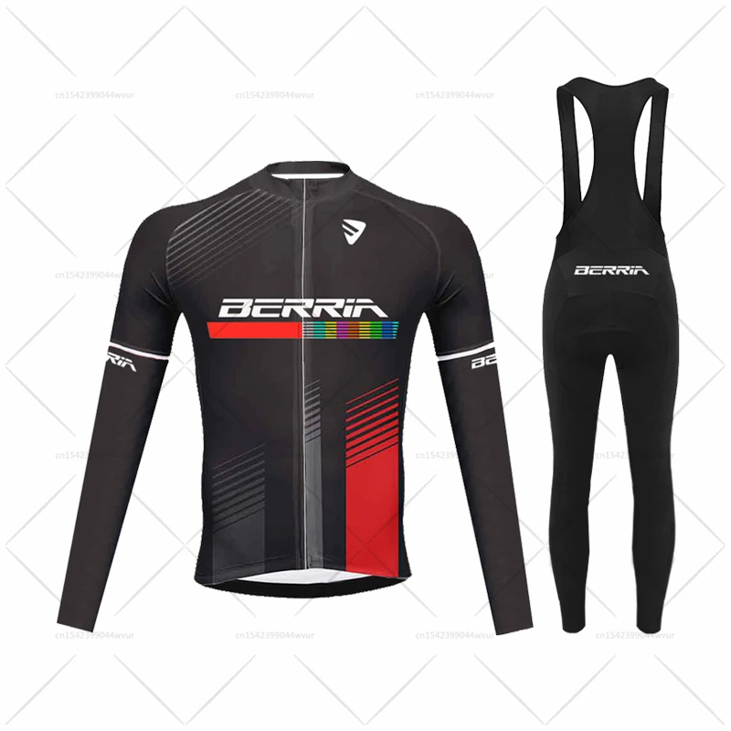 

2022 BERRIA Autumn Cycling Clothing Men Cycling set Ropa Ciclismo MTB maillot Bike uniform Long Sleeve Jersey Bicycle Bib Pants