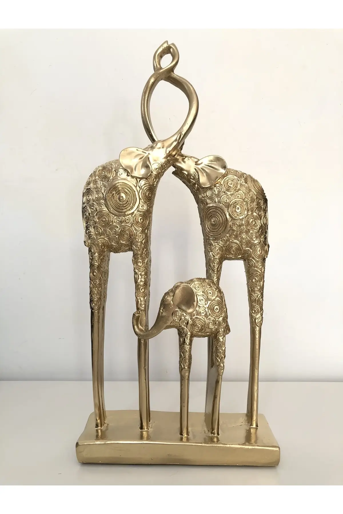 

Elephant Family Trinket 36x18x6 Cm. Gift Decorative Figür Trinket. Home Decoration Product. Object Polyester Gold Single Size and &
