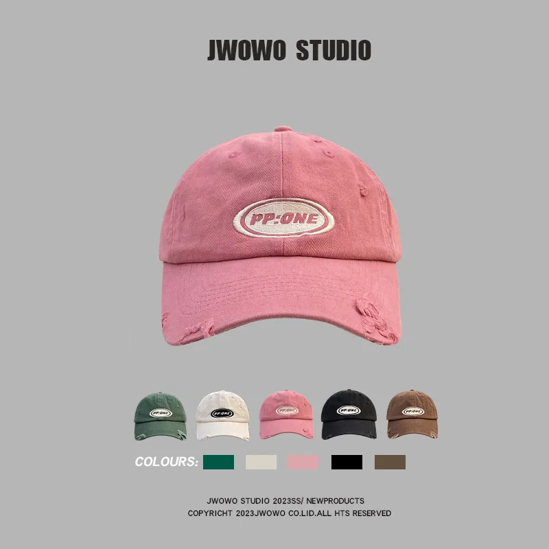 

Korean version ins white pink baseball cap for women in spring and summer,personality hole sunvisor hat,versatile soft top
