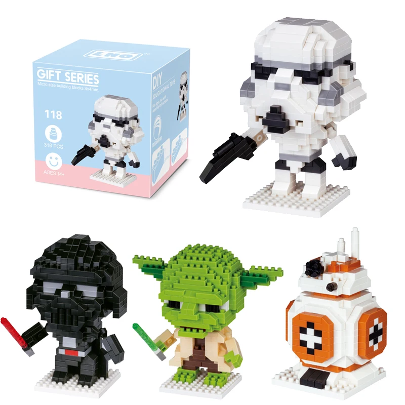 

Star Wars Building Blocks Anime Master Yoda Bricks Cartoon Mini Action Figures Heads Assembly Educational Toys Kid Birthday Gift