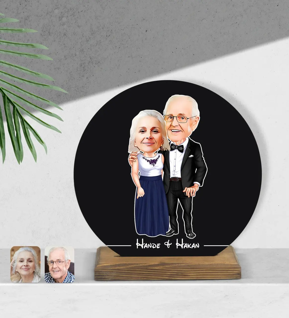 

Personalized grandfather and grandmother cartoon wooden Biblo-1